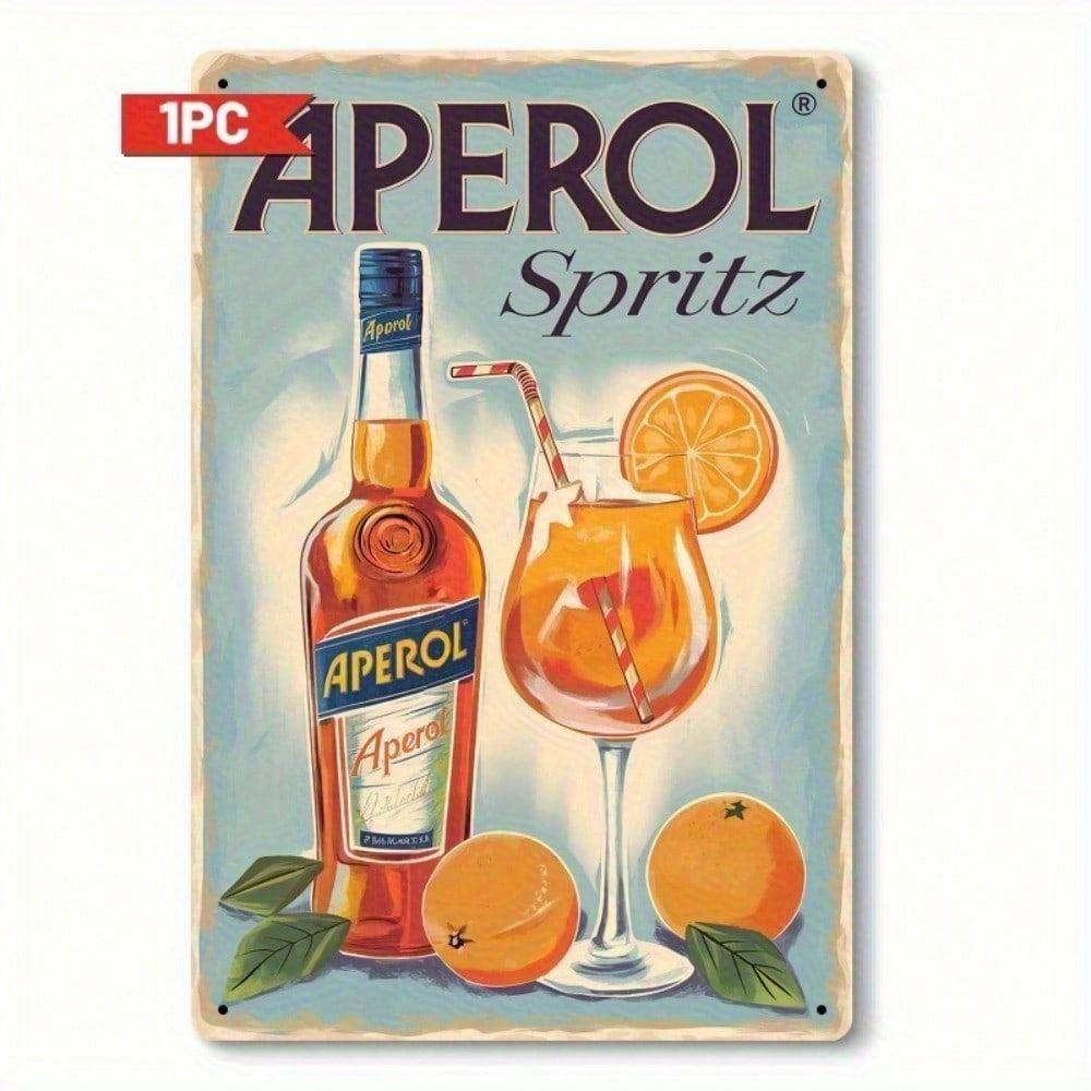 Metal Poster Wall Art, Vintage Aperol Spritz Decor, Tin Sign for Bar Kitchen