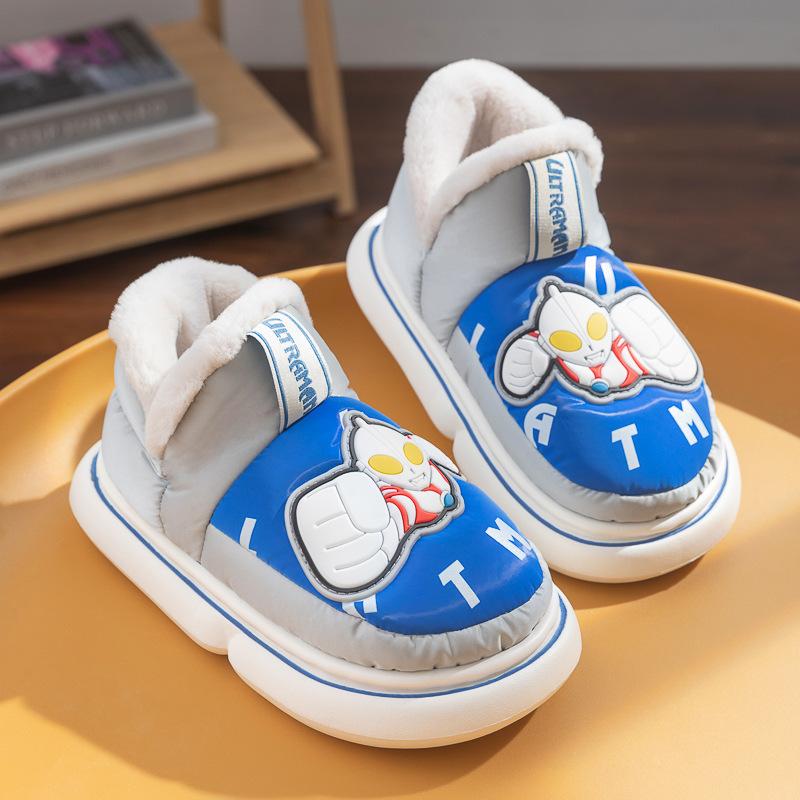 

Winter new Ultraman children s cotton shoes boys middle children older children bag heel velvet non-slip soft-soled cotton slippers 24-25 [Inner length 16cm] тёмно-синий