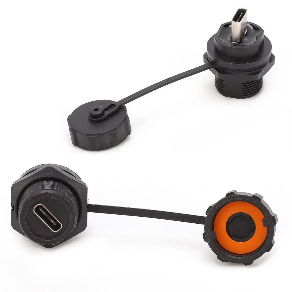 with Dust Cover Waterproof USB Connector IP67 Type C Socket Panel  Equipment Connection