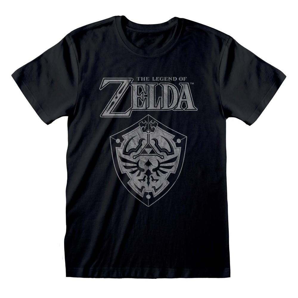 Nintendo Legend Of Zelda Distressed Shield T-Shirt (Black)