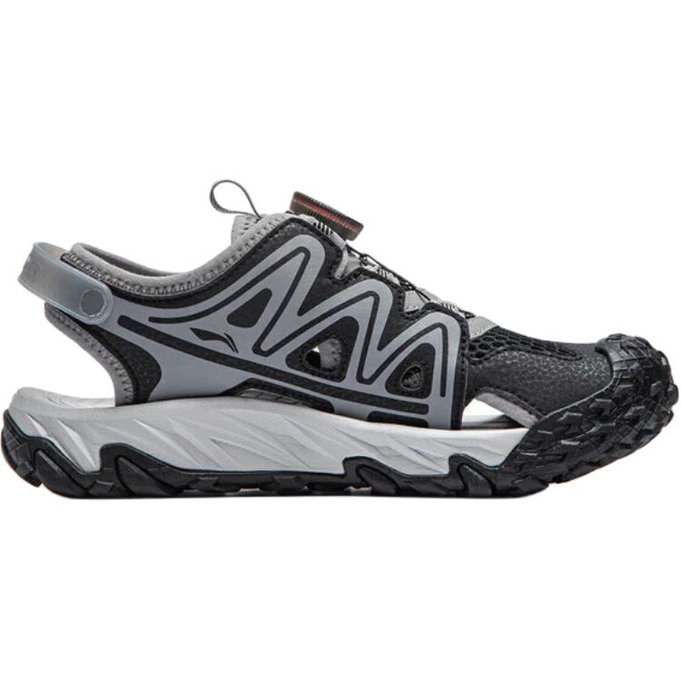 Li Ning Kinder Bequeme Rutschfeste Langlebige Sandalen Kindersandalen Schwarz Grau YKUU002-7