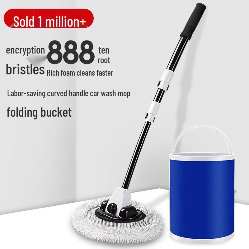 Leiben Bent Rod Car Wash Mop: Soft Bristles, Extendable, Gentle on Paint, Ideal for Cars.