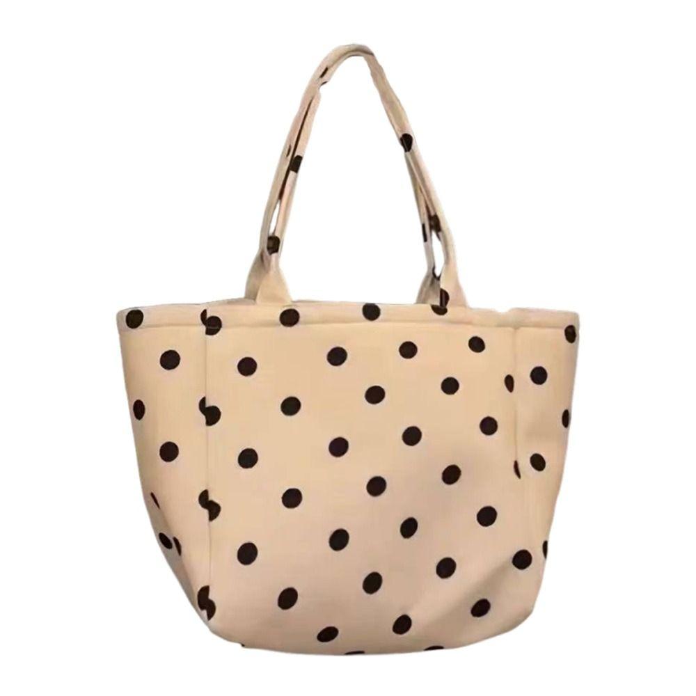 Polka Dot Print Canvas Tote Bag Stripes Print Canvas Material Large Capacity Tote Check Print Large Capacity Printed Canvas Bag
