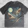 Weißer Hai Vintage T-Shirt, Retro Hai Mond Grafik T-Shirt, Ozean Raubtier Y2K Shirt, Meeresbewohner Grafik, Meeresbiologie Geschenk