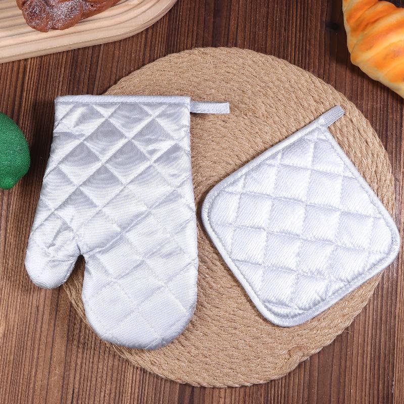 סט אחד כפפות תנור כפפות מיקרוגל כפפות עמידות לטמפרטורה גבוהה כפפות פוליאסטר כלי אפייה למטבח