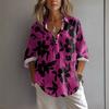 Women's Casual Spring And Summer Loose Printed Casual Sleeved Lapel Pullover Shirt