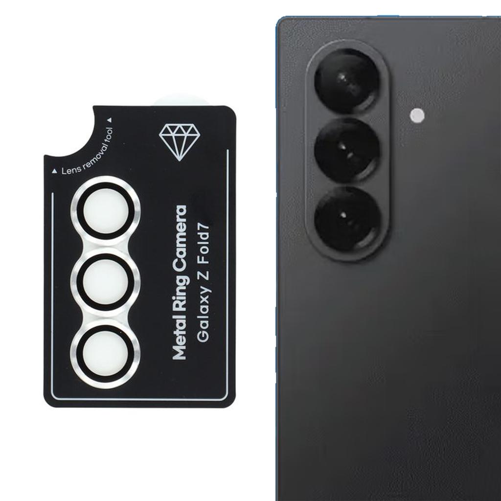 For Samsung Galaxy Z Fold7 5G Camera Lens Protector Set Electroplating Metal+Tempered Glass Individual Lens Film
