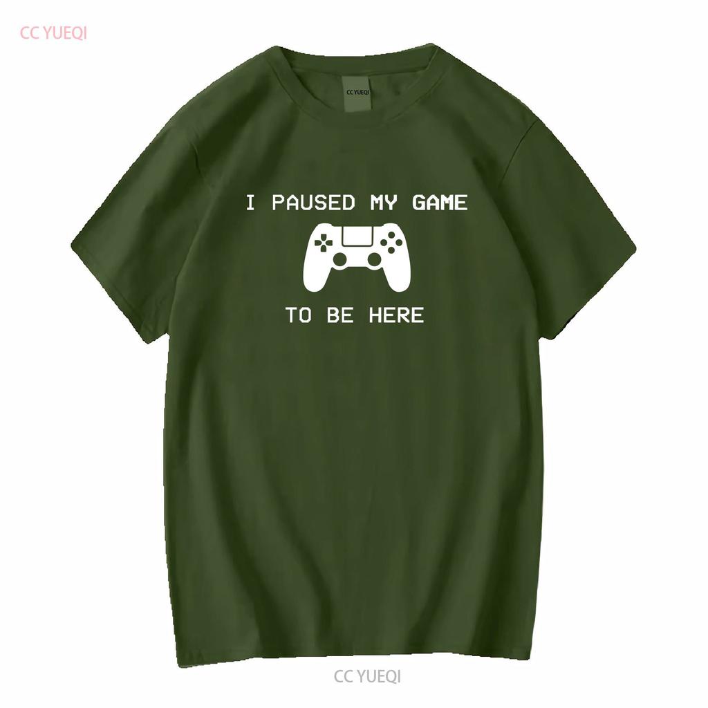 I Paused My Game To Be Here Play 5 Funny PS5 Station Gamer T Shirt Vintage Washed Versatile Stretched Unisex Homme Fashion