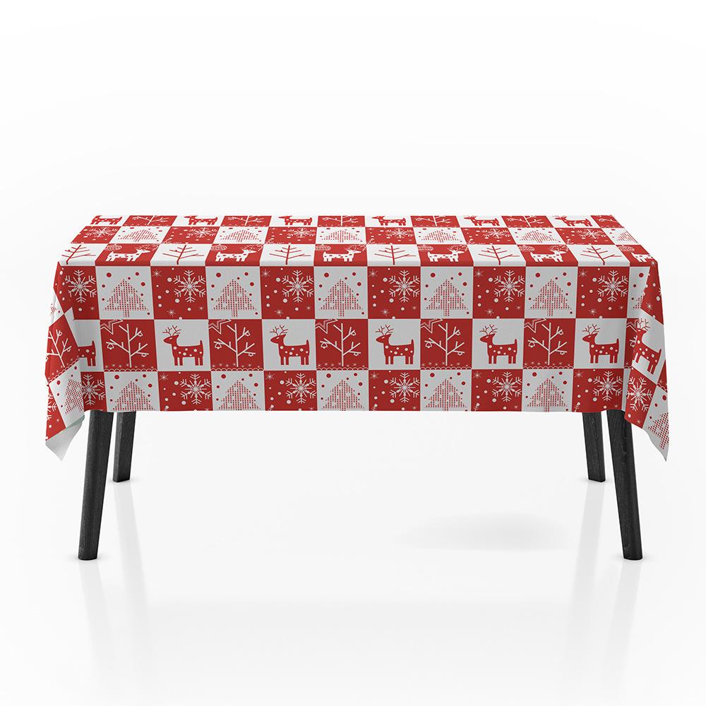 Christmas Themed Party Tablecloth, Christmas Desktop Decoration, Santa Claus Snowflake Deer Pattern Tablecloth