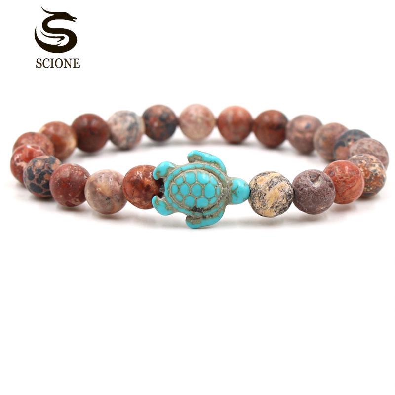 LUXY MOON 14 modelů Zelená tyrkysová želva Různé přírodní kámen Pánské a dámské elastické náramky