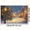 2D Christmas Night Street Scene Backdrop with Lamps & Snowflakes for Holiday Decoration