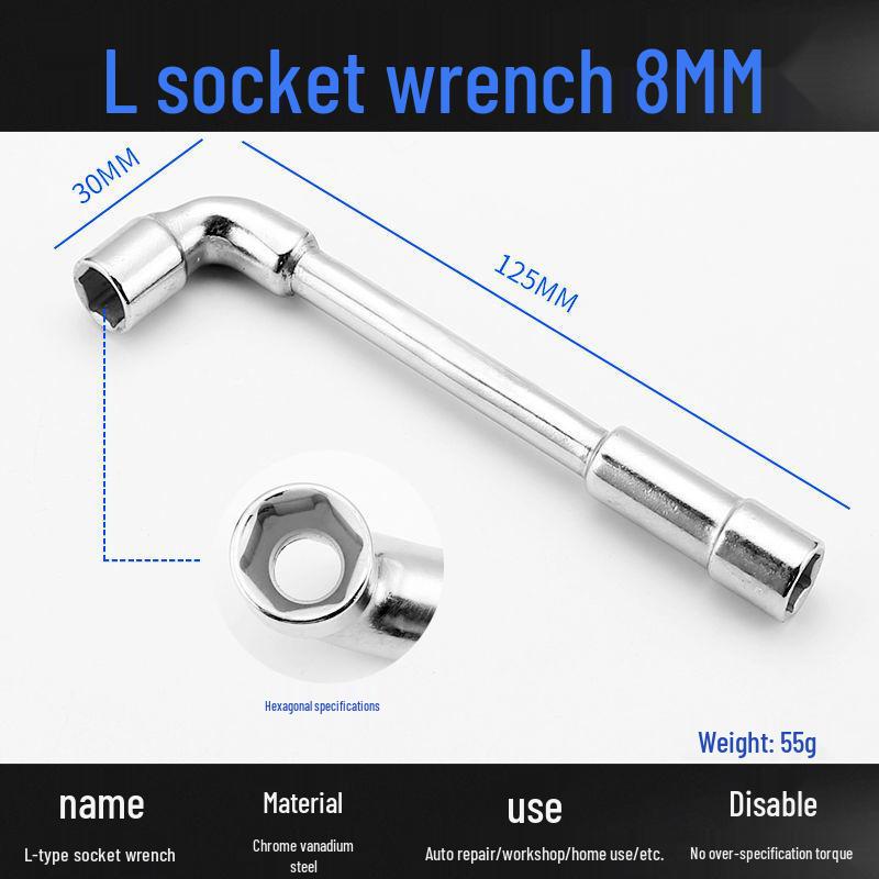 L-Shaped Hex Socket Wrench Set with Double-Ended Elbow and Perforated Pipe Wrench.