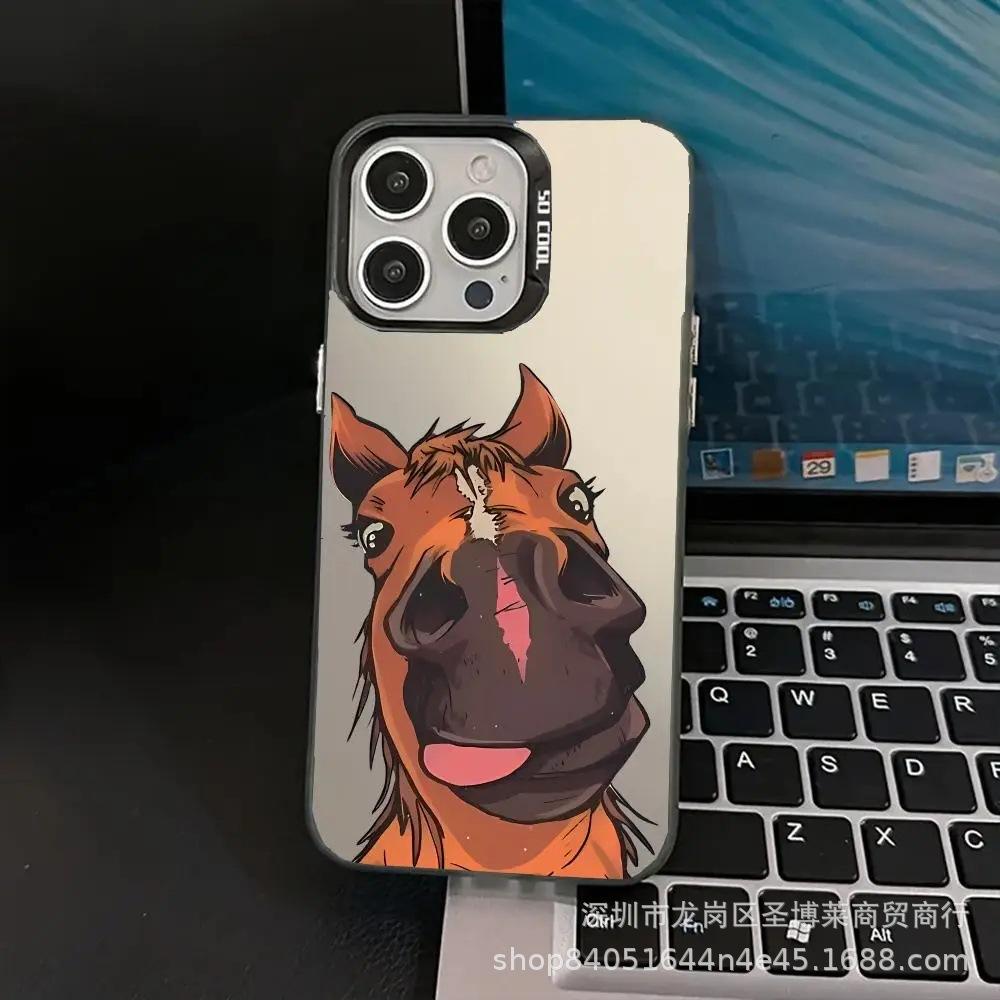 Tongue Horse for Apple 15 Color Silver iPhone14promax Creative 13/11 Matte 16 Protective Case 17