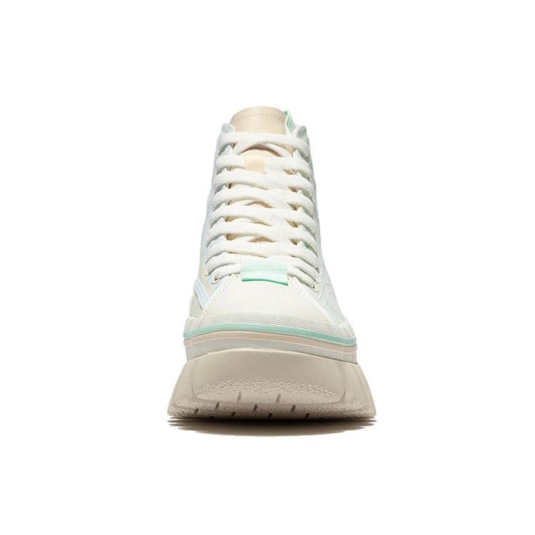 Li Ning Textile, Split Cow Leather Slip Resistant Abrasion Resistant High top Casual Shoes Women's Radiant Blue AZGS004-1