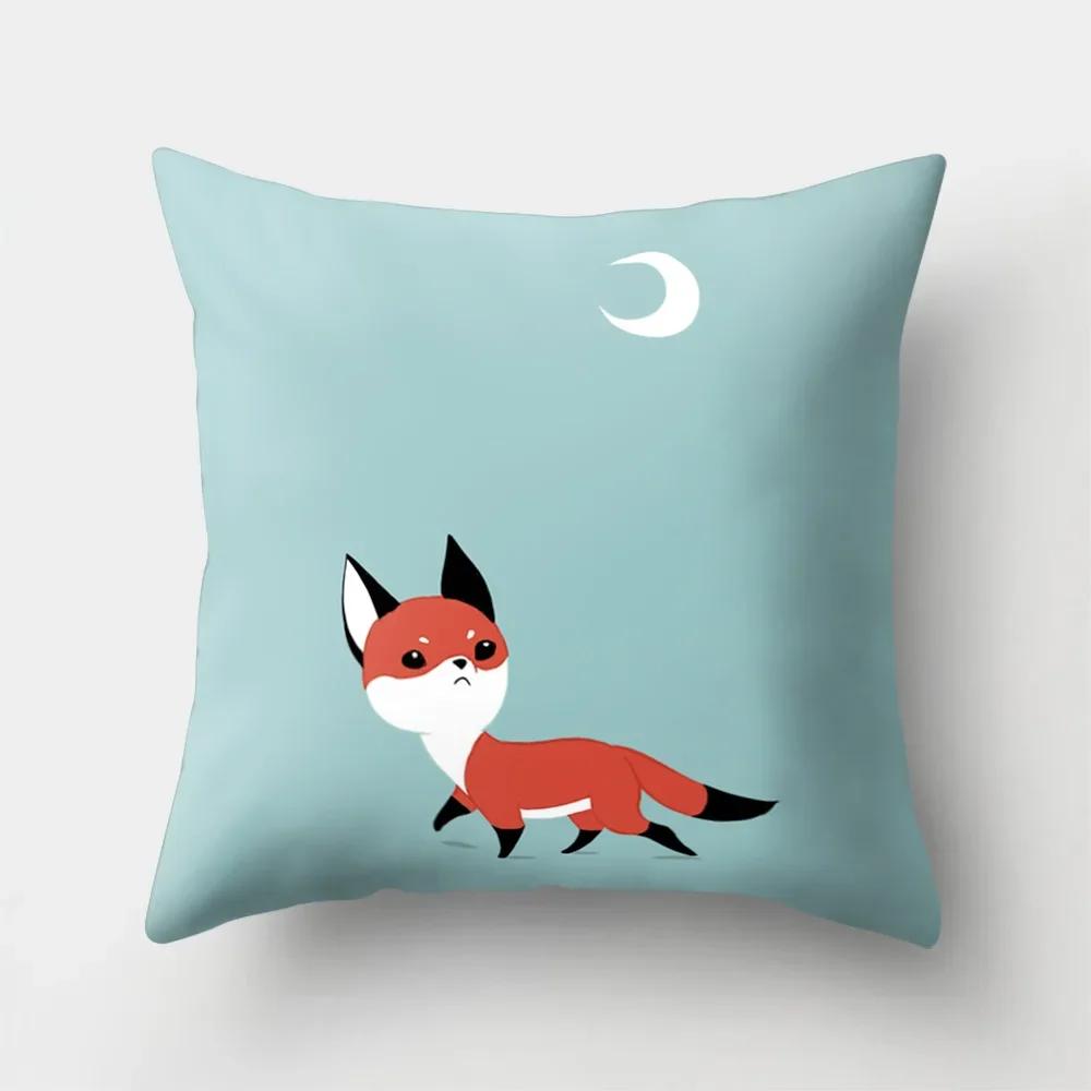 

Чехол для подушки с милой лисой, диван, автомобиль, офис, гостиная, домашний декор, подушка с животным для спальни 66x66cm