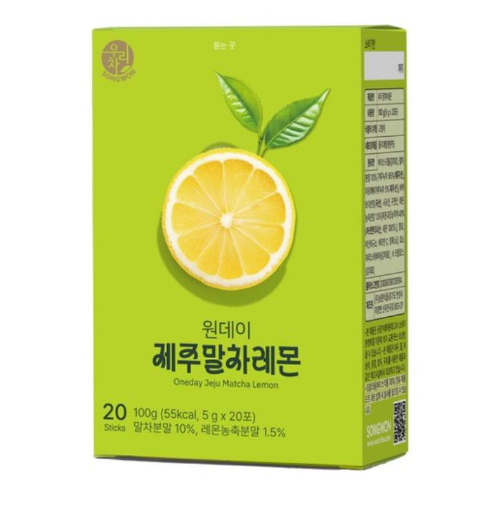 Jeju Matcha Lemon Sticks 20 Pack – Refreshing Daily Green Tea Mix
