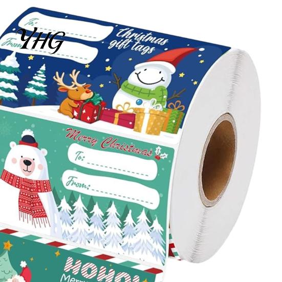 Bulk Gift Packaging Christmas Sticker Labels for Holiday Wrapping, Self-Adhesive Tags with Blank Party Favor Decorations Writing Area Present