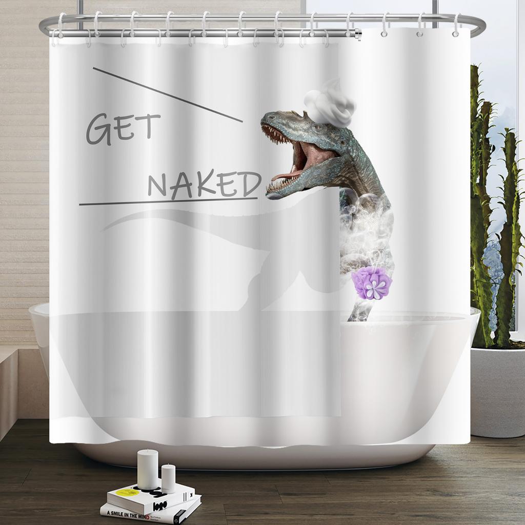Funny Dinosaur Shower Curtain for Bathroom Cute Animal Cool Dinosaur Children Bathroom Curtain Waterproof Bath Curtain Decor
