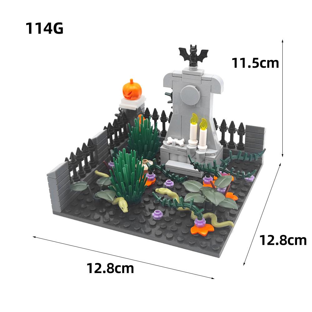Halloween Decoration Building Block Cemetery Street Scene Ornament Ghost Reaper Toy