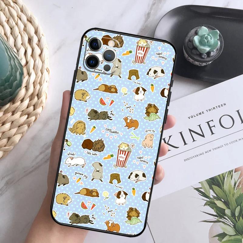 Cute Cartoon Guinea Pig Phone Case For iPhone 16 Pro 11 12 13 14 15 Pro Max Mini XS X XR 7 8 16 Plus Cover Coque