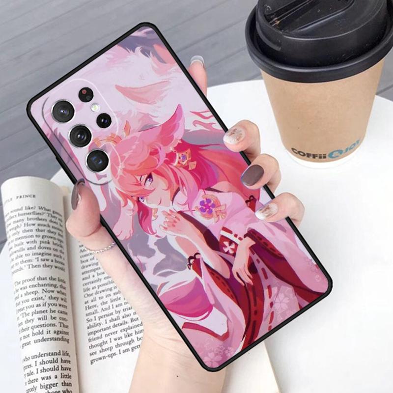 Genshin Yae Miko Phone Case Cover For Samsung Galaxy S24 S25 Ultra S21 S22 Ultra S10E Note 10 Plus Note 20 FE S23