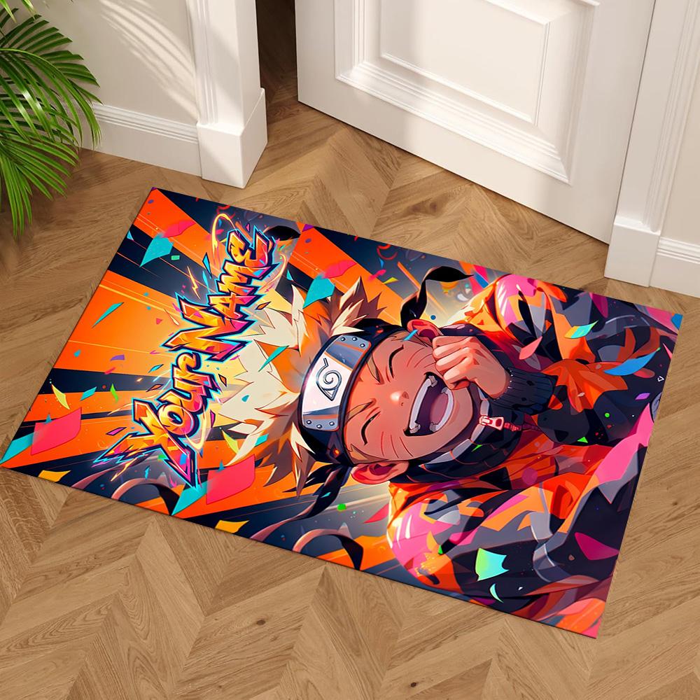 Naruto Character Customizable Name Floor Mat Design for Playrooms Study Room Outdoor Decorate Room Anti-slip Rug Office Home Decor
