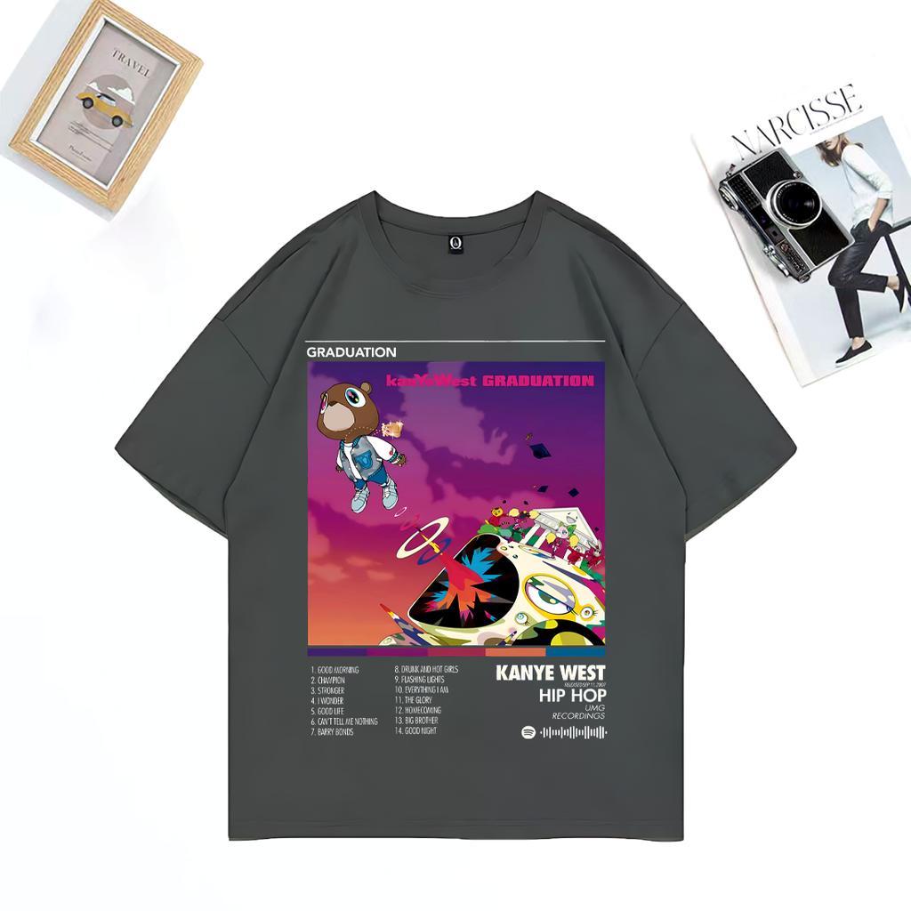 Rapper Kanye West Graduation Music Album vintage T Shirt Unisex WOMEN print streetwear Oversized short sleeve Cotton Unisex t shirt