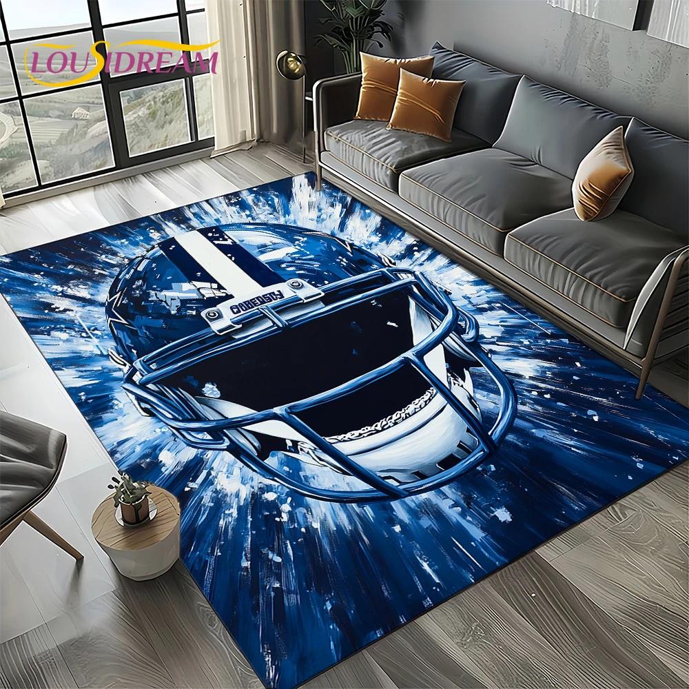 3D Rugbyfeld Rugby 2025 American Football Cartoon Teppich für Wohnzimmer Schlafzimmer Zuhause Sofa Dekoration, Teppich Rutschfeste Fußmatte