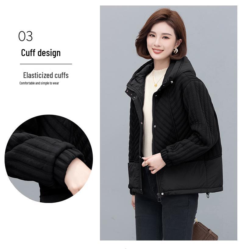 Women's 2024 Winter Hooded Cotton Jacket - Loose, Plus-Size, Thickened Casual Coat for Middle-Aged Moms