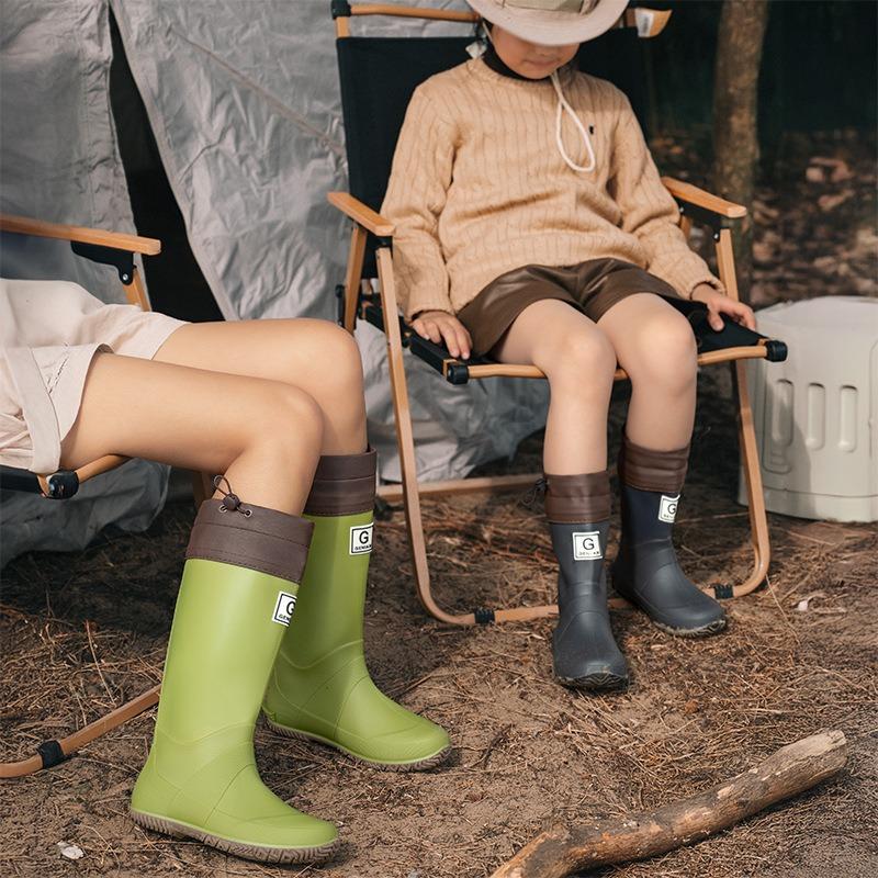 Wild Bird Association Parent-child Foldable Rain Shoes Bundle Rain Boots Men's and Women's Water Shoes High Water Boots Outdoor Fashion Camping Glue