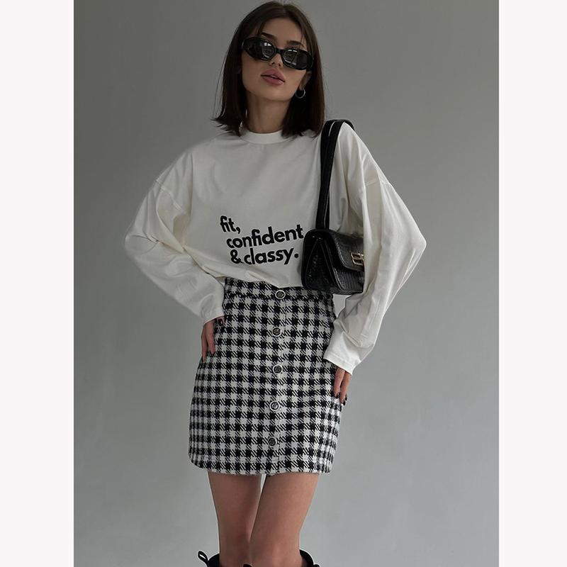 Hirsionsan Sanfte Brief Gedruckt Oansatz Langarm T Shirts Frauen Vintage Grundlegende Alle-spiel Pullover Tees Weibliche Freizeit Kleidung