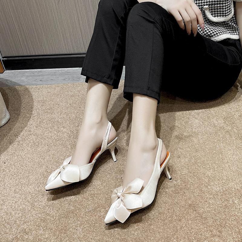 Fashion Heeled Sandals for Women Butterfly Knot Thin Heels Woman Sexy Wedding Party Female Pumps 2025 New Summer Shoes Sandalias Mujer