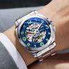 Men Automatic Skeleton Watch Large Dial Mechanical Luminous Fashion Wristwatch