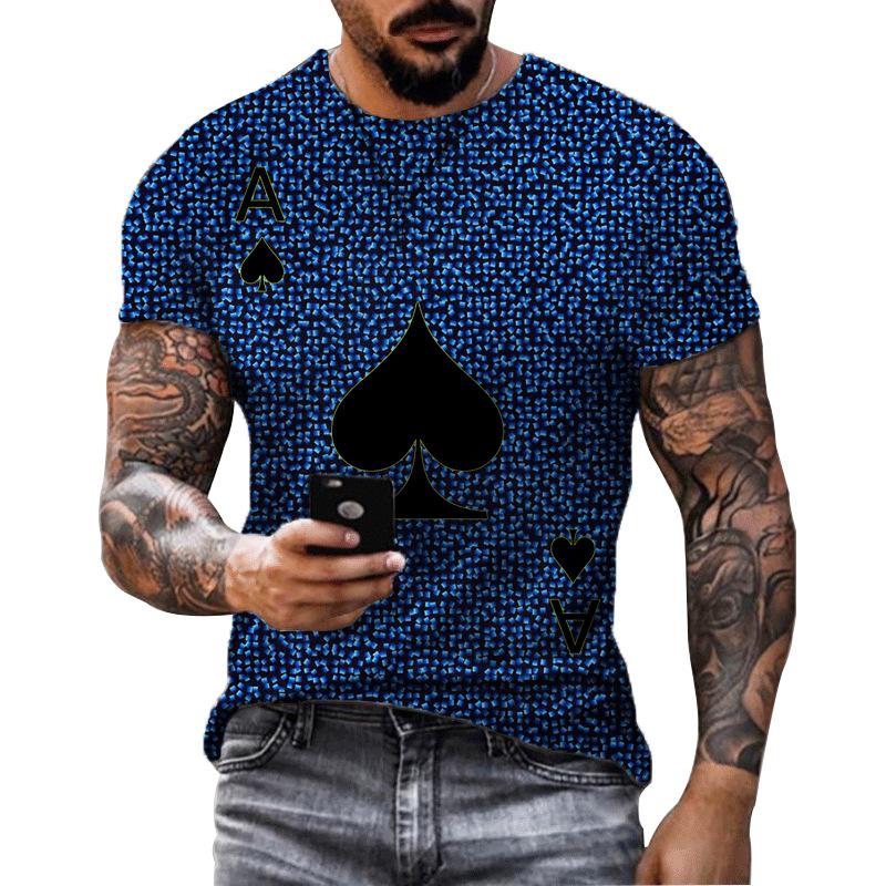 

Men s Poker Print T-Shirt, Street Style, Casual, Fashionable, Breathable, Sporty XS