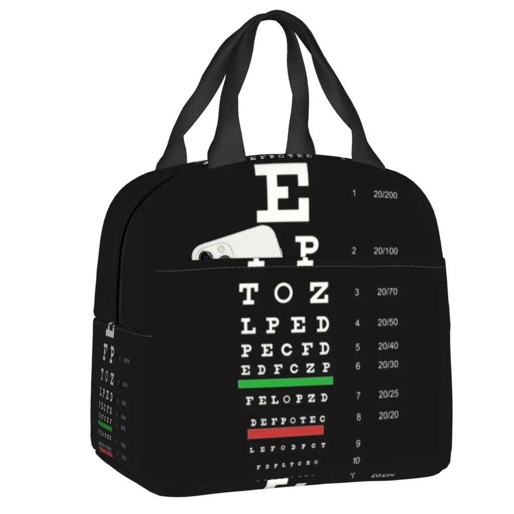 Funny Drummers Eye Chart Thermal Insulated Lunch Bag Women Resuable Lunch Container for School Office Outdoor Storage Food Box