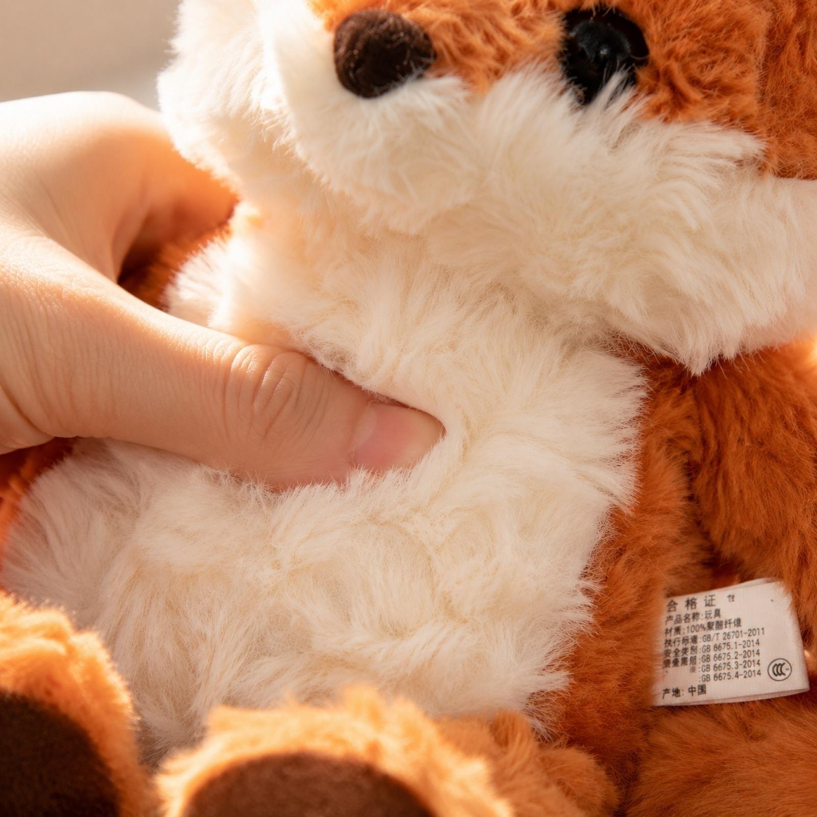 

Plush Stuffed Fox Toy Soft Animal Plushie Sitting Fox Doll with Textured Fur and Detailed Features for Kids and Collectors One Size