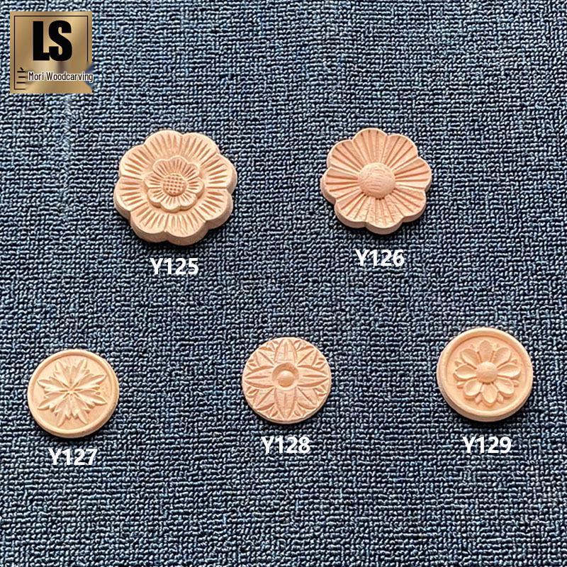 European Style Solid Wood Carved Floral Round Cabinet Door Decoration Sticker Model Y128 - 5cm (6g)