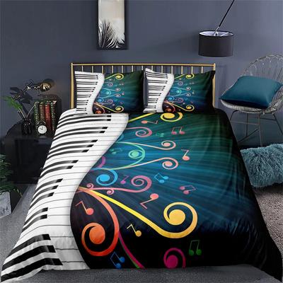 Copripiumino Tastiera Pianoforte Chiave di Sol Rigo Musicale Tema Musicale Set Biancheria da Letto Microfibra Melodia Musica Geometrico Copripiumino Singolo Matrimoniale King Size
