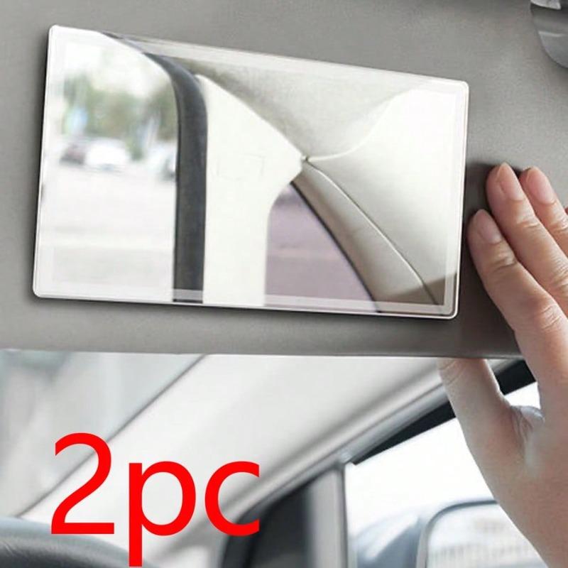 1pc Car Sun Visor Self-adhesive Stainless Steel Mirror