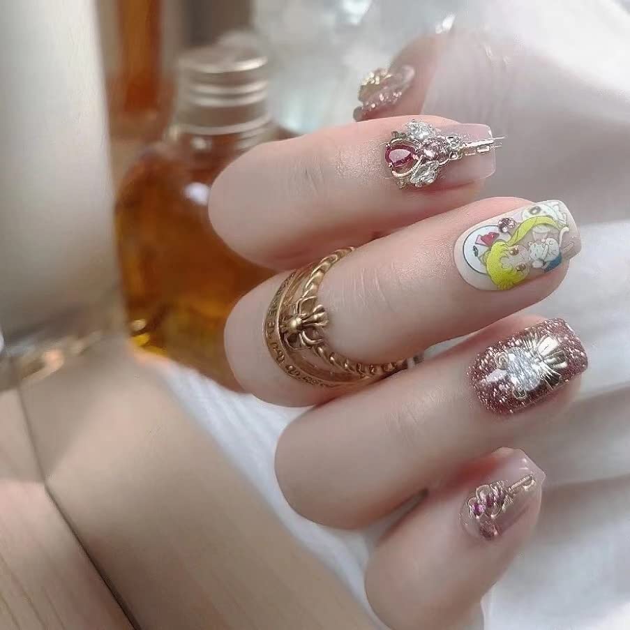 Nové 5D embosované anime nálepky na nehty Sailor Moon Dětské Princeznovské Kreslené Anime Měsíc Vlasy Sailor Moon Anime Nálepky na Nehty 4 Kusy Sailor