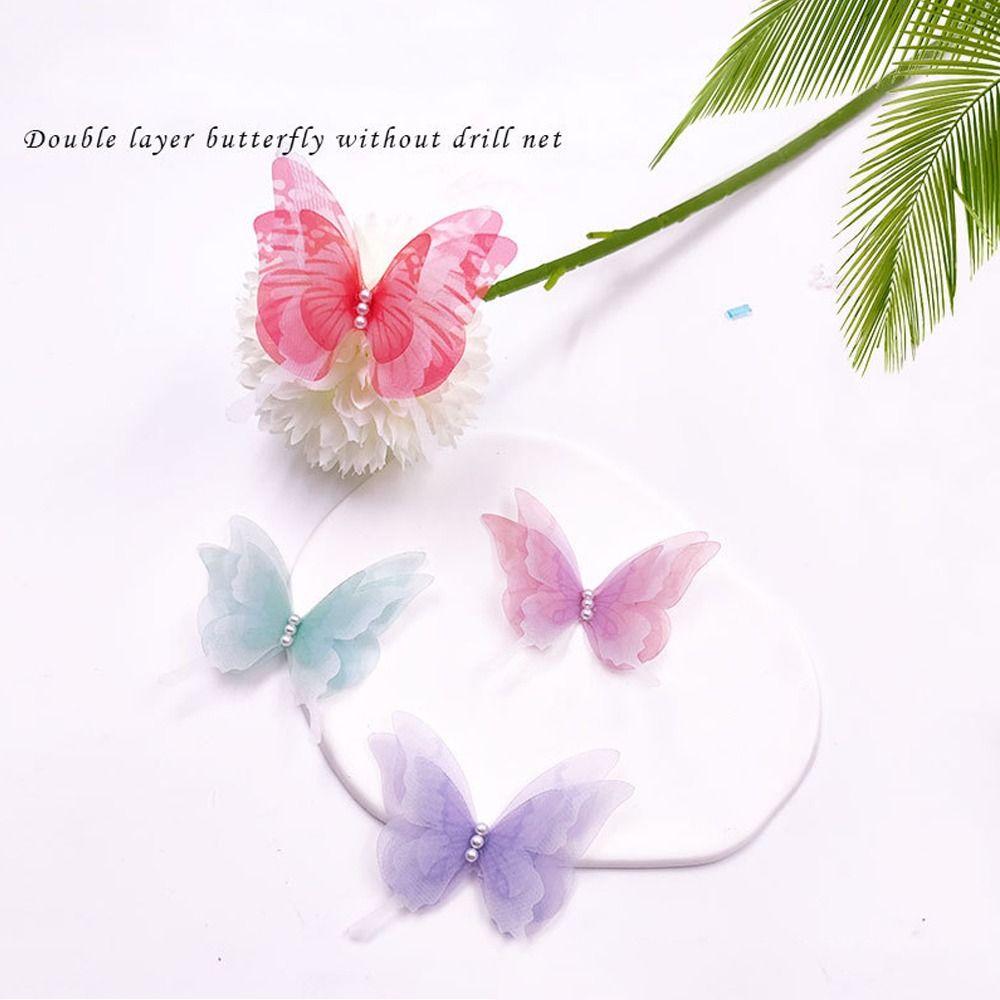 

20Pcs Gradient Color Organza Fabric Butterfly Appliques Bridal Hair Accessories 03