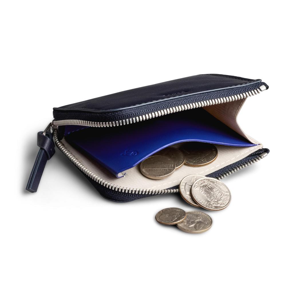 Bellroy Compact Zipper Wallet with Card Coin and Key Storage Navy L-Pocket Pockets, Purse, -
