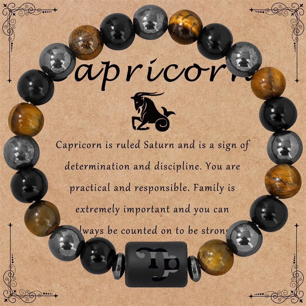 Bransoletka ze znakiem zodiaku 12 konstelacji Potrójna ochrona Bransoletki z koralików tygrysie oko hematyt dla par Biżuteria przyjaźni Prezenty