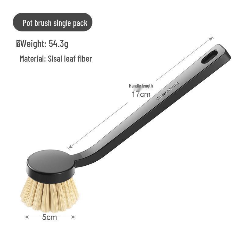 Japanese Long-Handled Non-Scratch Pot Brush for Stain and Oil Removal