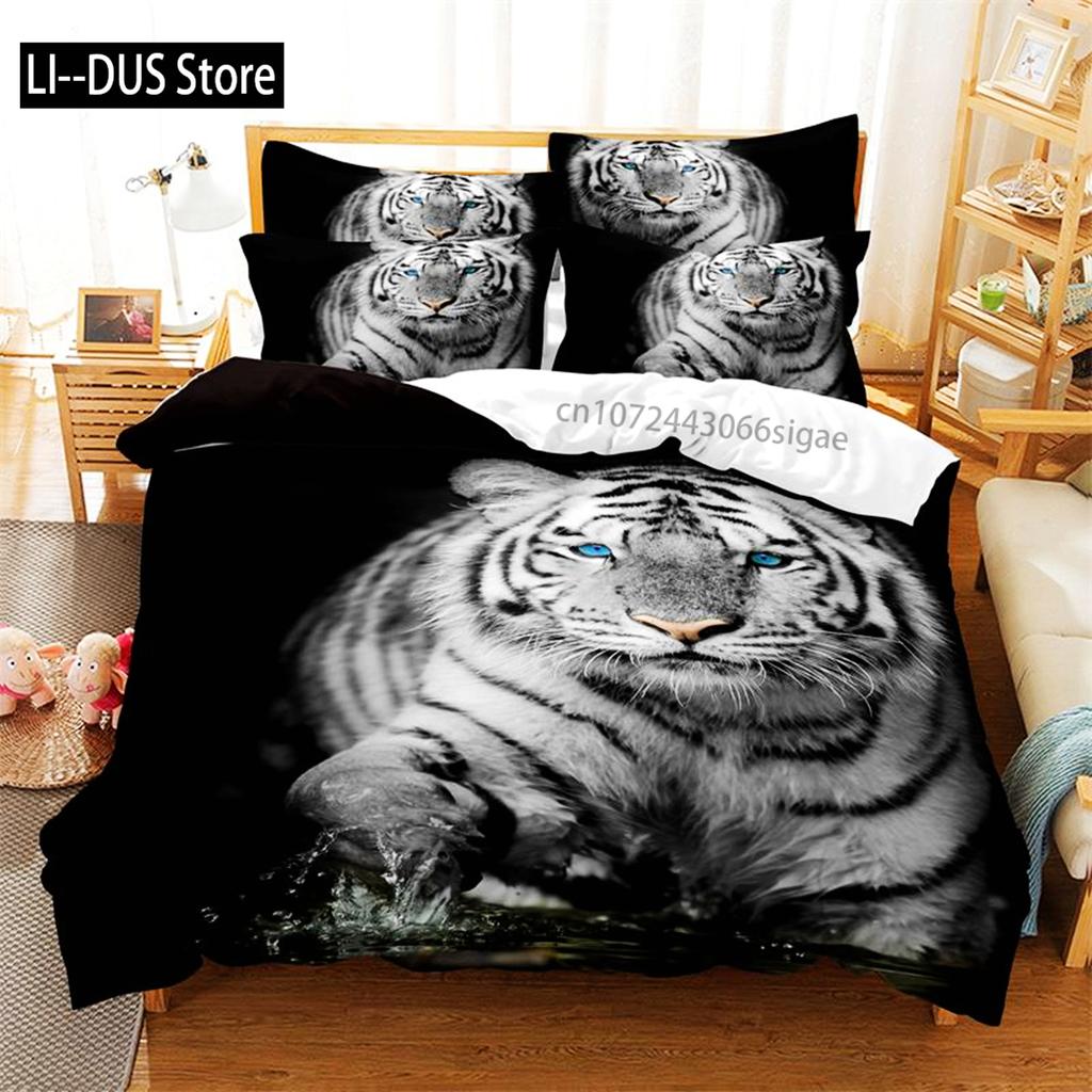 White Tiger Bedding Set Duvet Cover Set 3d Bedding Digital Printing Queen Size Bedding Set Fashion Design