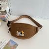 Corduroy Chest Bag Women's Cartoon Sports Waist Bag Crossbody Bag