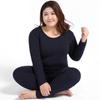 2 piezas Ropa interior térmica de cuello redondo cálida de color sólido de alta calidad talla grande calzoncillos largos conjuntos moldeadores para mujer M-10XL
