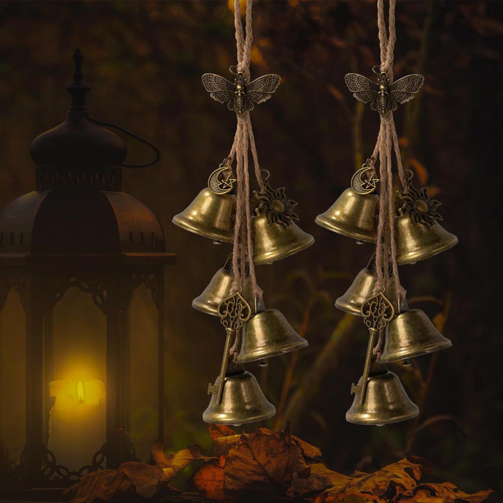 Halloween Door Bell Vintage Halloween Witch Bell Door Knob Decoration Handmade Metal Wind Chime Indoor Outdoor Wicca