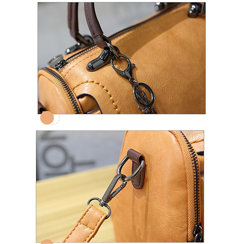 Women Vintage Fashion Bag Pu Leather HandBag Ladies Large Capacity Sling Bag with Tassel Pendant