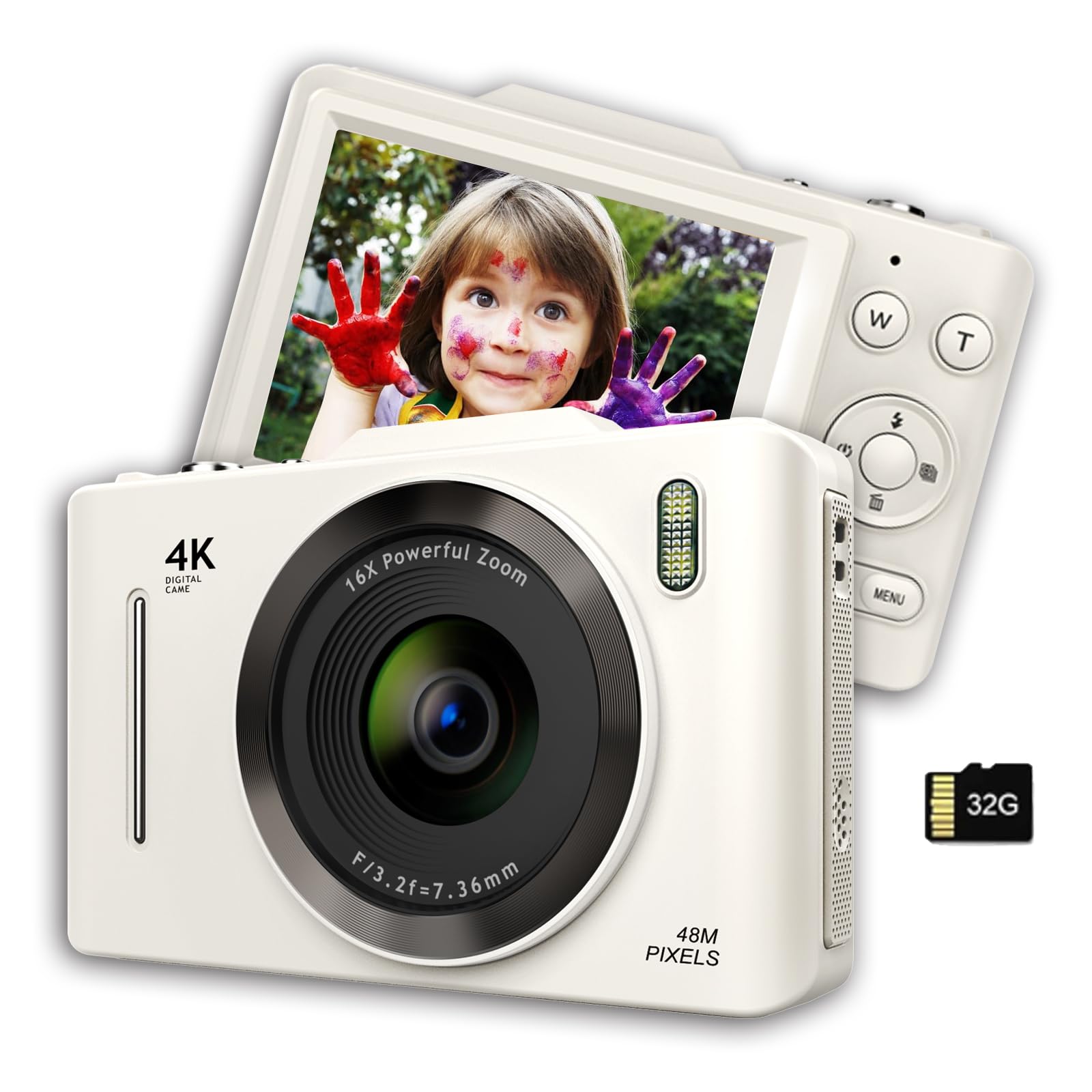 

Цифровий 4K 68 мільйонів дюймів 16x цифровий 1080P AF 32GB карта включена камера, пікселі, 2.8 LCD, масштабування, відео, автофокус, перезаряджається, чорний